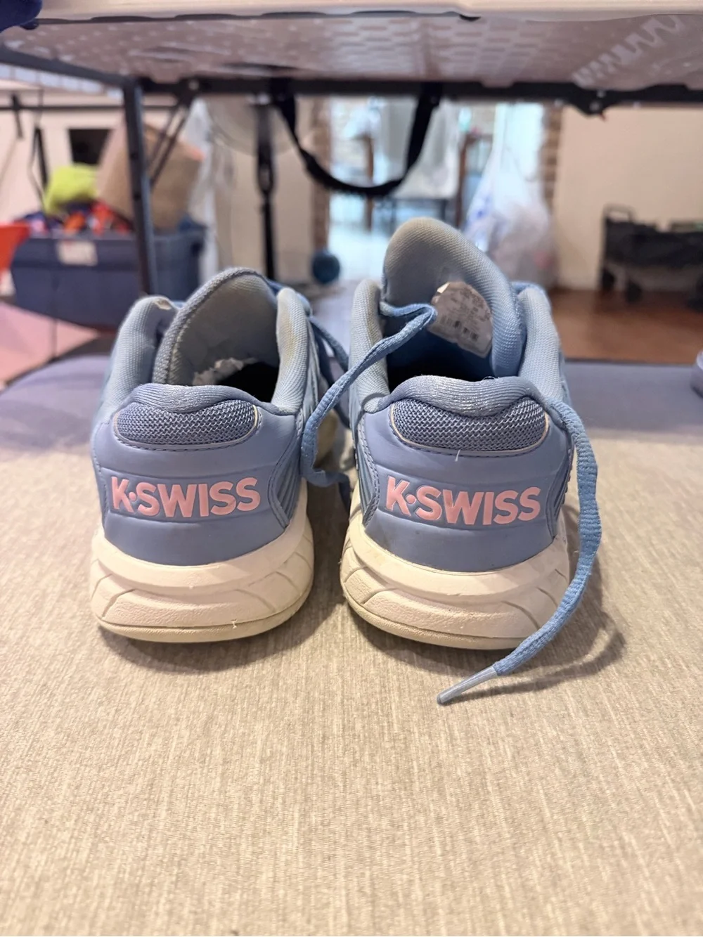 K-Swiss Light Blue Lace-Up Tennis Sneakers with Pink Accents